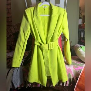 Luminous Yellow Belted Trench Coat